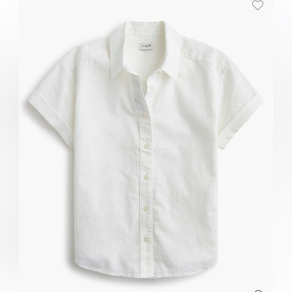 J. Crew Tops - J Crew Classic White linen Short-Sleeve Button-Down Shirt - White 3x new NWT